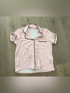 Light Pink Polka Dot Short-Sleeve Button-Down Shirt